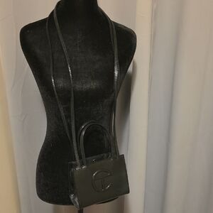 Telfar Sleek Black Mini Bag- Pattent Black